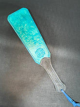 Load image into Gallery viewer, Leather Paddle: Ocean Blue Octopus