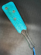 Load image into Gallery viewer, Leather Paddle: Ocean Blue Octopus