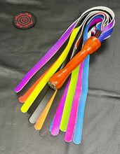 Load image into Gallery viewer, Flogger: Rainbow and Black Leather with Padauk Handle