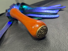 Load image into Gallery viewer, Flogger: Iridescent Blue/Green Leather with Padauk Handle