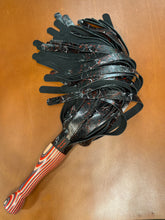 Load image into Gallery viewer, Flogger: Black Suede with Multi Coloured Wood Handle