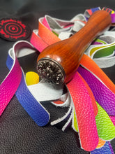Load image into Gallery viewer, Flogger: Rainbow Leather with Padauk Handle