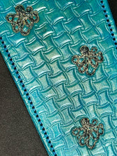 Load image into Gallery viewer, Leather Paddle: Ocean Blue Octopus