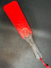 Load image into Gallery viewer, Leather Paddle: Red Biohazard