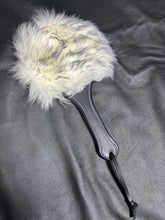 Load image into Gallery viewer, Leather Paddle: black-Tipped Sheepskin with Purple & Black Leather