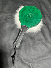 Load image into Gallery viewer, Leather Paddle: Black-Tipped Sheepskin with Black & Green Leather