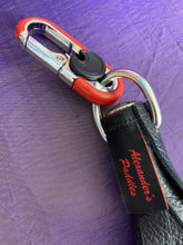 Load image into Gallery viewer, Flogger Mini: Black Leather Keychain Flogger with Red Metal Fob