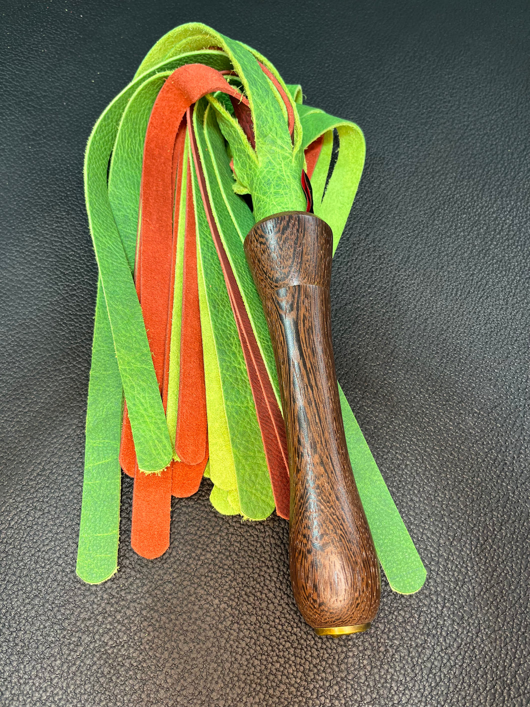 Flogger: Green & Red Leather with Wenge Handle