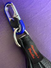 Load image into Gallery viewer, Flogger: Black Leather Keychain Flogger with Blue Metal Fob
