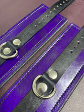 Load image into Gallery viewer, Cuffs: Ankle Cuffs in Purple & Black Leather, One Pair