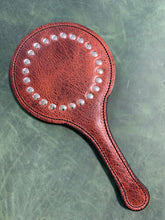 Load image into Gallery viewer, Leather Paddle: Kaboom!  Riveted, Shot Loaded Water Buffalo Paddle
