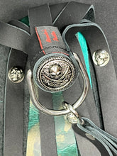 Load image into Gallery viewer, Finger Flogger: Black and Green Leather with Skulls