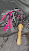 Load and play video in Gallery viewer, Flogger: Black and Pink Leather Mop with Maple Handle