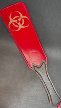 Load and play video in Gallery viewer, Leather Paddle: Red Biohazard