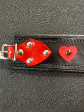 Load image into Gallery viewer, Collar: Black and Red Leather with Hearts and Spikes
