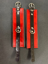 Load image into Gallery viewer, Cuffs: Ankle Cuffs in Red and Black Leather, One Pair