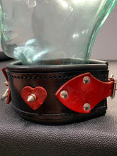 Load image into Gallery viewer, Collar: Black and Red Leather with Hearts and Spikes
