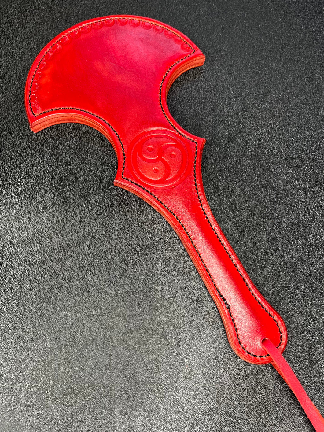 Leather Paddle: Battle Axe in Red