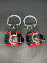 Load image into Gallery viewer, Cuffs: Suspension Cuffs, Black with Red Leather Liner, One Pair
