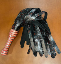 Load image into Gallery viewer, Flogger: Black Suede with Multi Coloured Wood Handle
