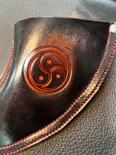 Load image into Gallery viewer, Wax Knife &amp; Sheath, Wenge Blade, Black Leather with Triskele
