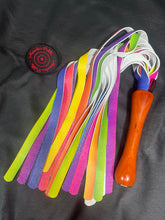 Load image into Gallery viewer, Flogger: Rainbow Leather with Padauk Handle
