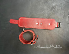 Load image into Gallery viewer, Cuffs: Wrist or Ankle Cuffs in Cherry Red Buffalo Leather, Classic Style, One Pair
