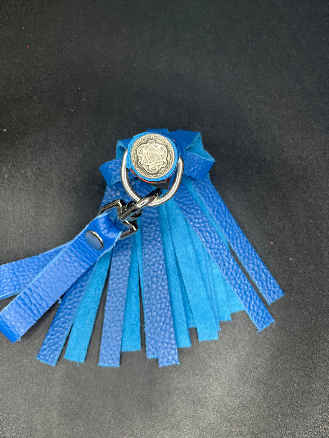 Finger Flogger Mini: Blue Leather with Celtic Knot Concho