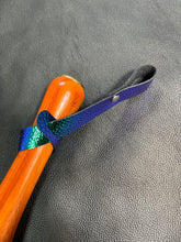 Load image into Gallery viewer, Flogger: Iridescent Blue/Green  Leather with Padauk Handle
