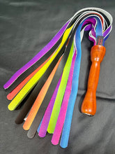 Load image into Gallery viewer, Flogger: Rainbow and Black Leather with Padauk Handle
