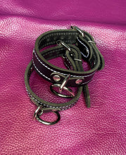 Load image into Gallery viewer, Cuffs, Wrist or Ankle Cuffs in Full Grain Black Leather
