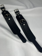 Load image into Gallery viewer, Cuffs: Wrist or Ankle Cuffs in Black on Black Vegan Leather, Classic Style, One Pair
