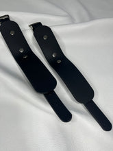 Load image into Gallery viewer, Cuffs: Wrist or Ankle Cuffs in Black on Black Vegan Leather, Classic Style, One Pair
