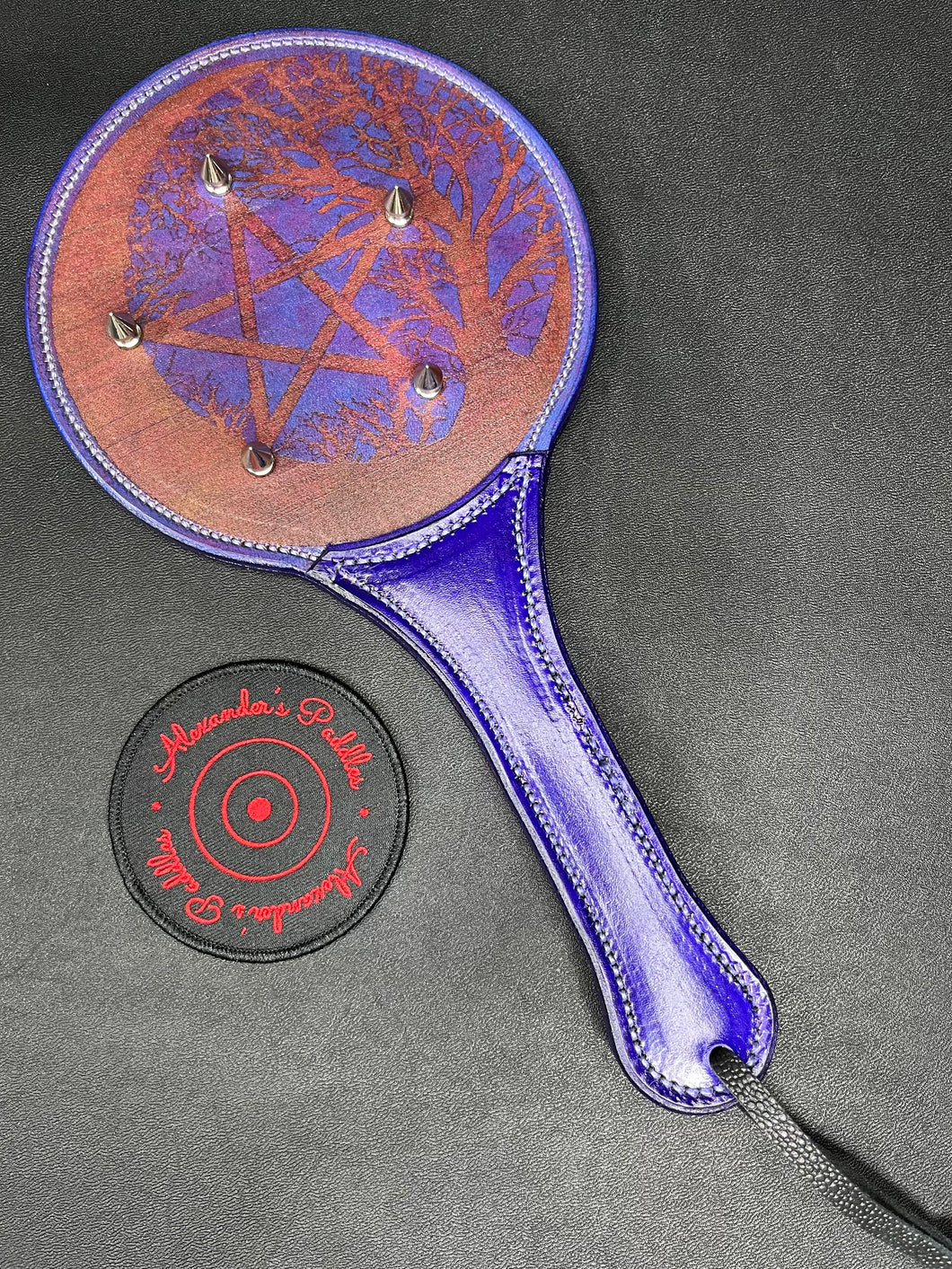 Leather Paddle: Purple Spikes