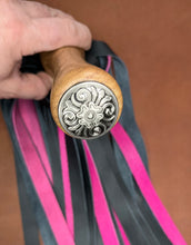 Load image into Gallery viewer, Flogger: Black &amp; Pink Leather Mop, Hardwood Handle
