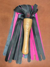 Load image into Gallery viewer, Flogger: Black &amp; Pink Leather Mop, Hardwood Handle
