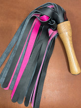 Load image into Gallery viewer, Flogger: Black &amp; Pink Leather Mop, Hardwood Handle
