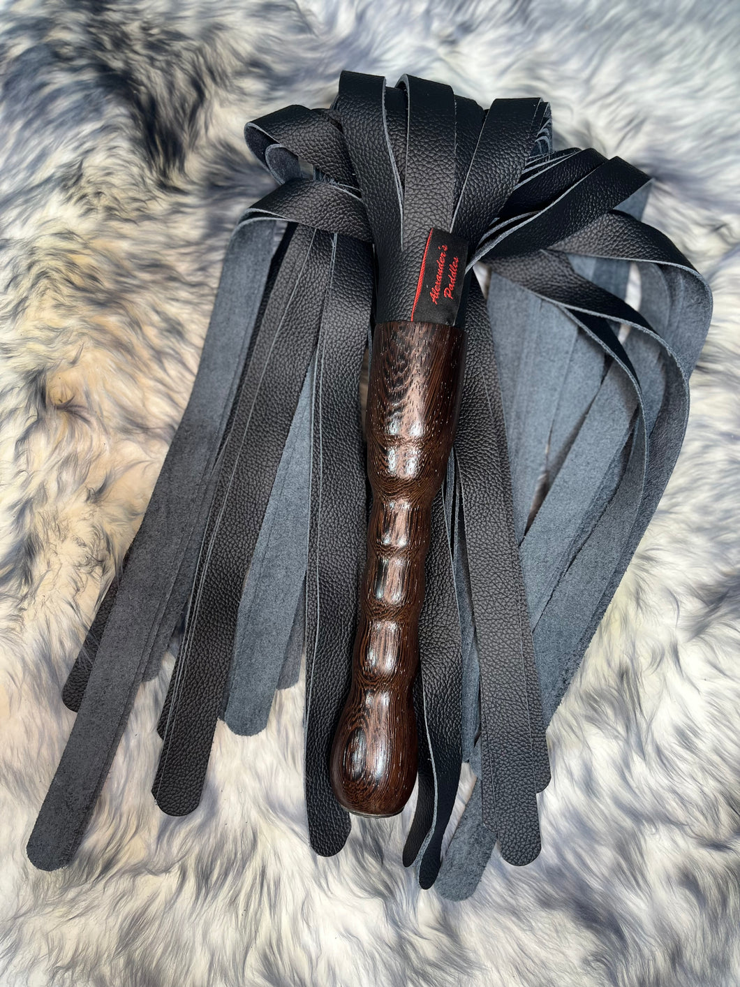 Flogger: Black Leather Mop, Wenge Handle