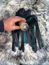 Load image into Gallery viewer, Flogger: Black &amp; Turquoise Mop, Ribbed Maple Handle
