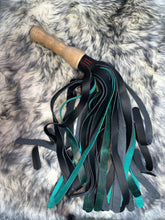 Load image into Gallery viewer, Flogger: Black &amp; Turquoise Mop, Ribbed Maple Handle
