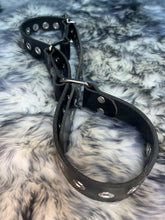 Load image into Gallery viewer, Bondage Belt: Black Leather Buffalo with Grommets
