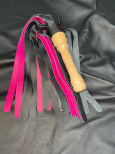 Load image into Gallery viewer, Flogger: Black and Pink Leather Mop with Maple Handle
