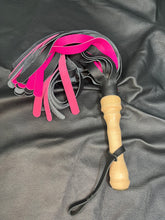 Load image into Gallery viewer, Flogger: Black and Pink Leather Mop with Maple Handle
