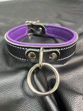 Load image into Gallery viewer, Collar: Black Buffalo with Purple Stitching
