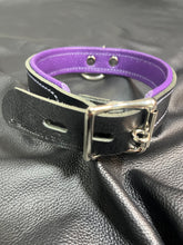 Load image into Gallery viewer, Collar: Black Buffalo with Purple Stitching
