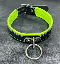 Load image into Gallery viewer, Collar: Black Buffalo with Green Stitching &amp; Liner

