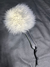 Load image into Gallery viewer, Leather Paddle: Black-Tipped Sheepskin with Black &amp; Green Leather
