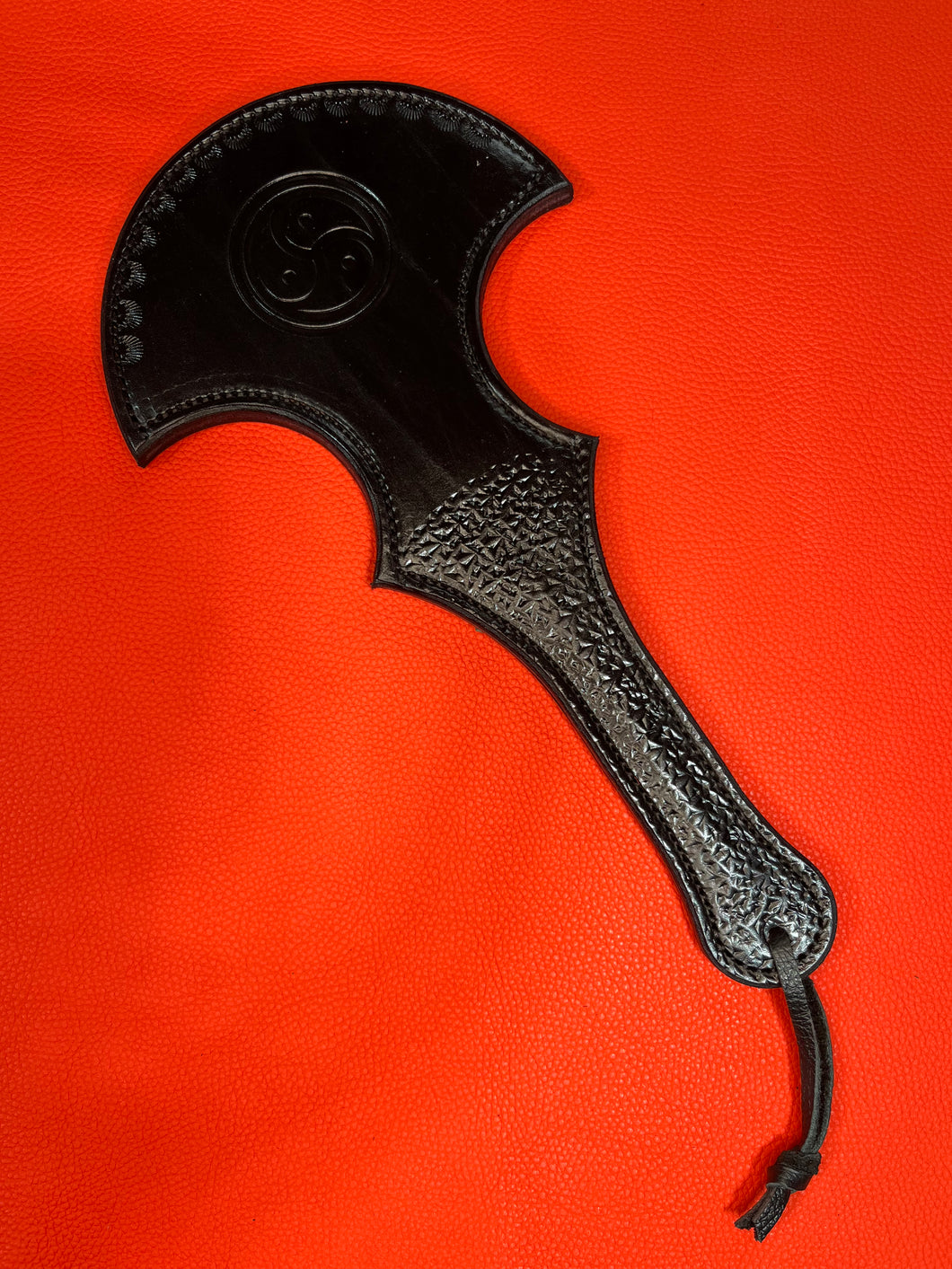 Leather Paddle: Battle Axe in Black