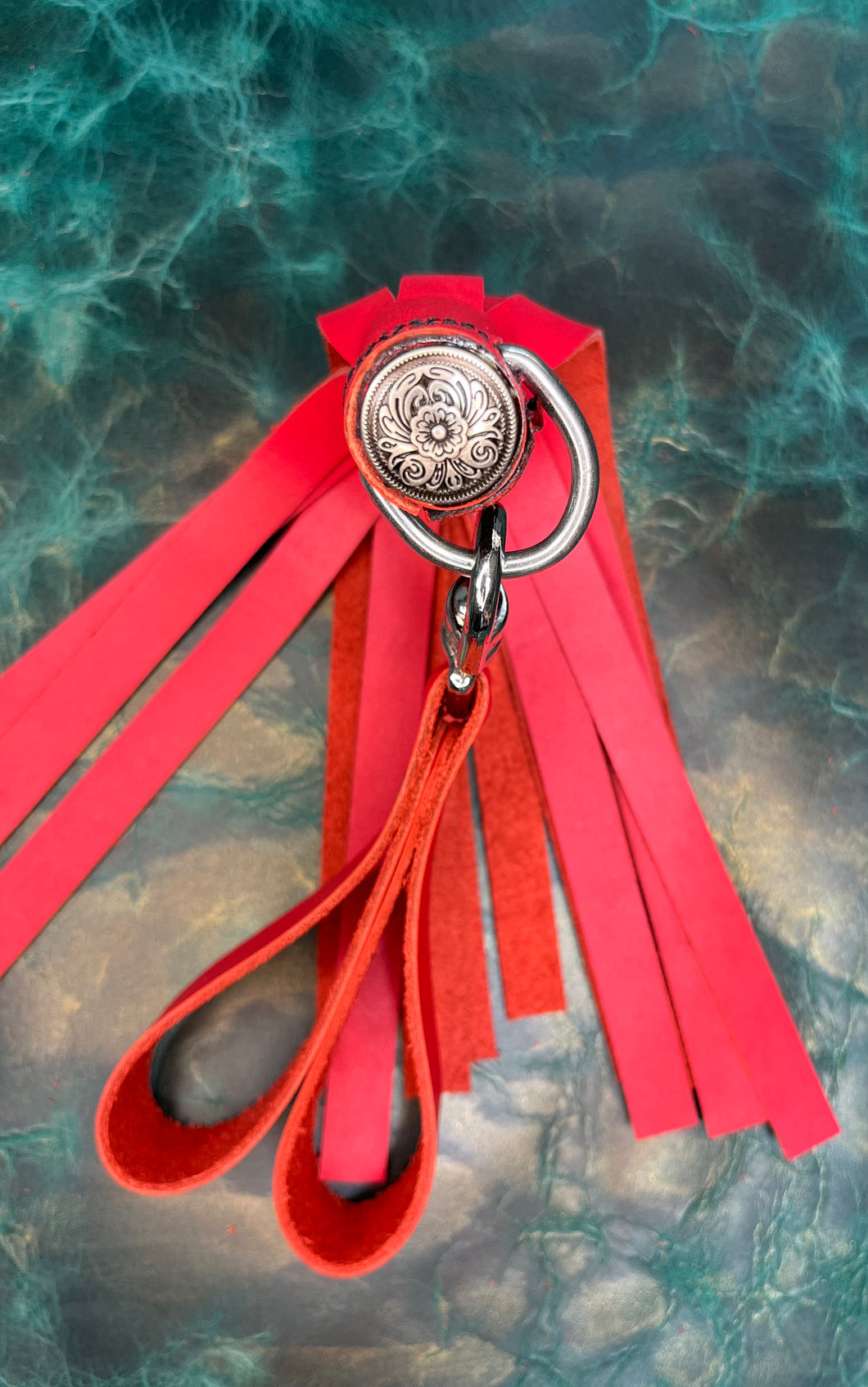 Finger Flogger Mini: Red Leather with Decorative Concho