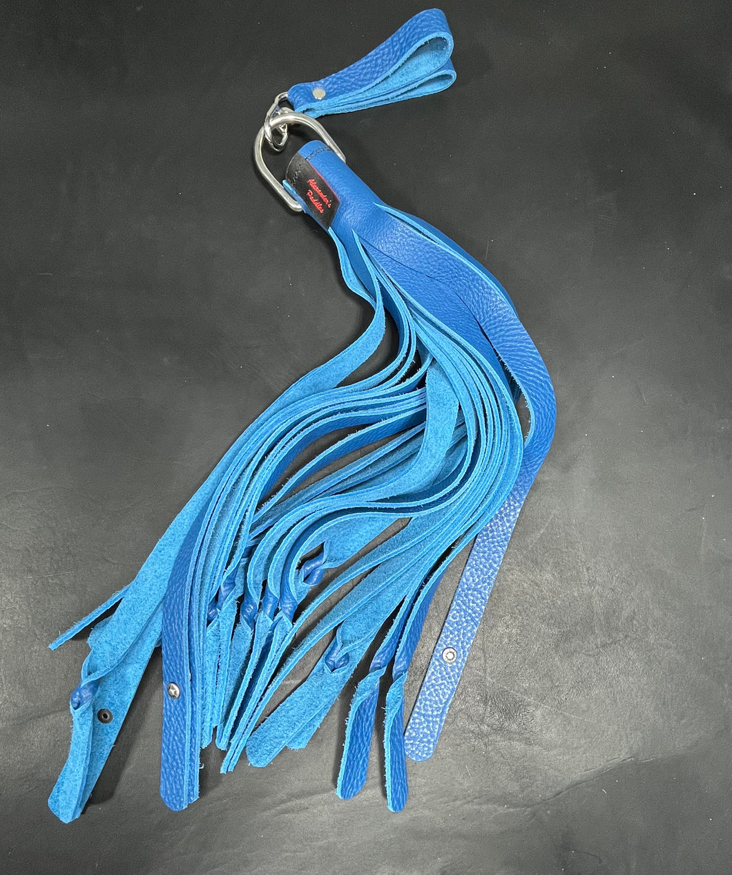 Finger Flogger: Blue Leather with Twisted Falls & Spinner